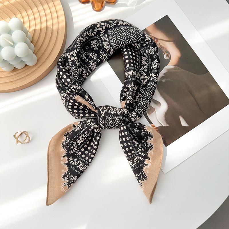1116 Spring and Summer New Fashionable Versatile Decorative Bag Headscarf Cashew Nut Small Square Scarf Scarf Scarf Tied To Waist with Women