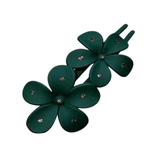 

Женская заколка для волос Цветочный декор Сплошной цвет Противоскользящее украшение для волос Матовая текстура Декор со стразами Анти-трещины Легкий инструмент для укладки волос зелёный