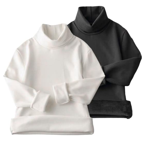 Men Bottoming Thermal Shirt Solid Color Turtleneck Pullover Autumn Winter Loose Fleece Lined Base T-shirt Top for Outdoor