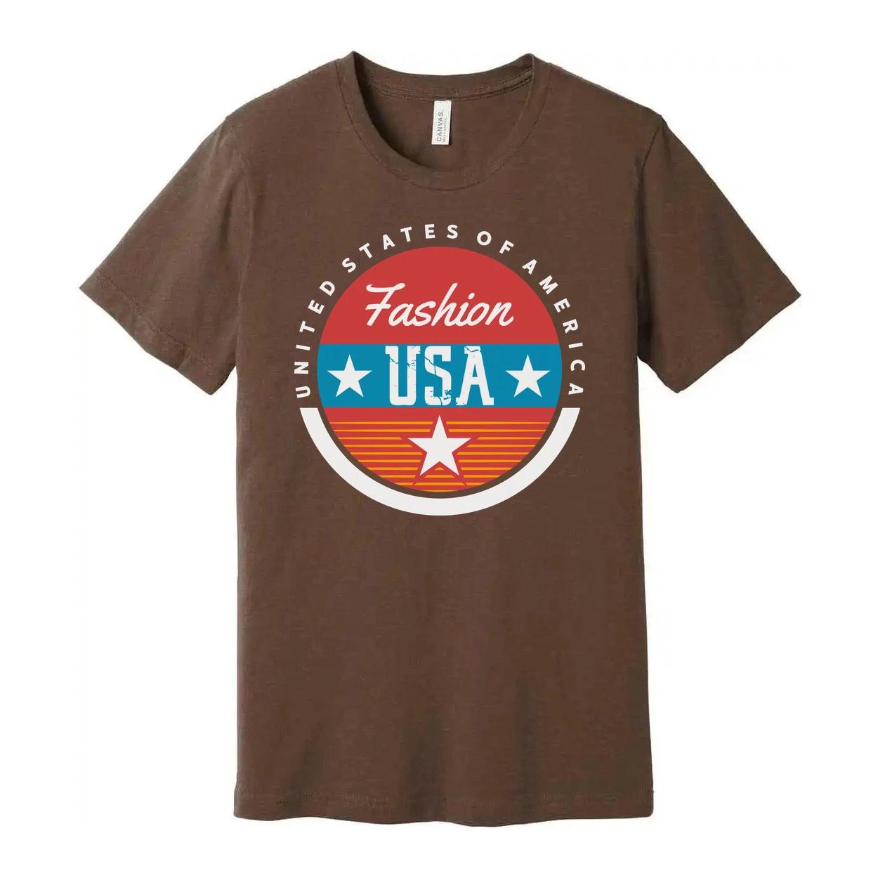 

Unisex Graphic Tee With Retro USA Circle Emblem And Stars Design For Fashionable S