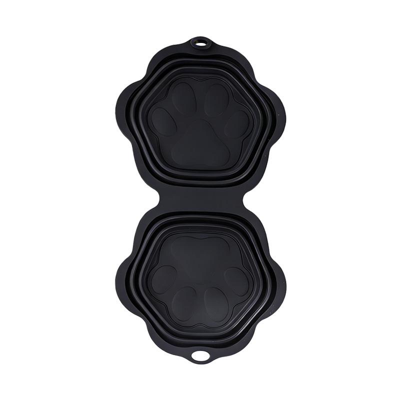 Dog Cat Folding Bowl Single Double Bowl Silicone Bowl Portable Bowl For Going Out Drinking And Feeding 2-In-1 Bowl Pet Supplies