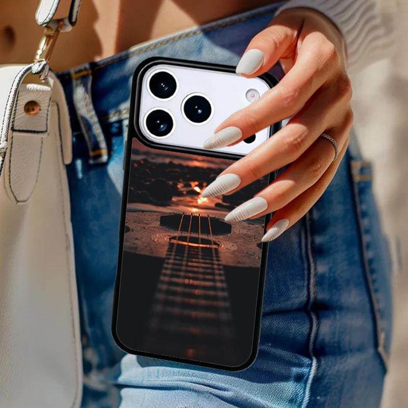 Vintage Music Guitars Phone Case For iPhone 17 Air 14 15 13 12 Max Cover For Apple 16e 11 Pro Max Plus Coque