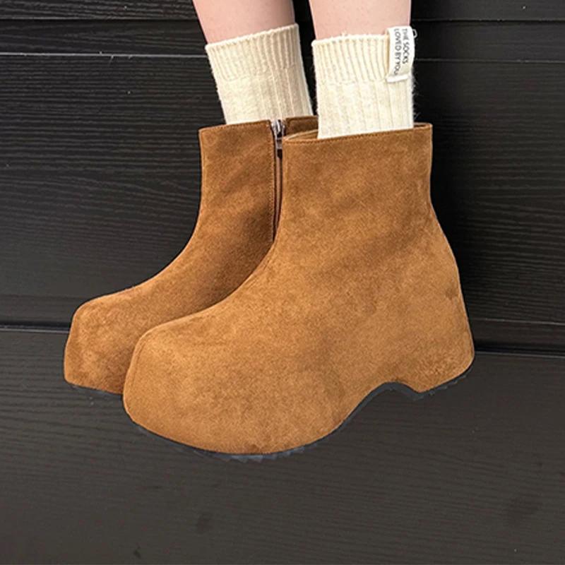 

Ankle Boots for Women High Heels Suede Designer Sport Shoes Fashion Boots Snow New Walking Elegant Dress Cozy Mujer Botas 40