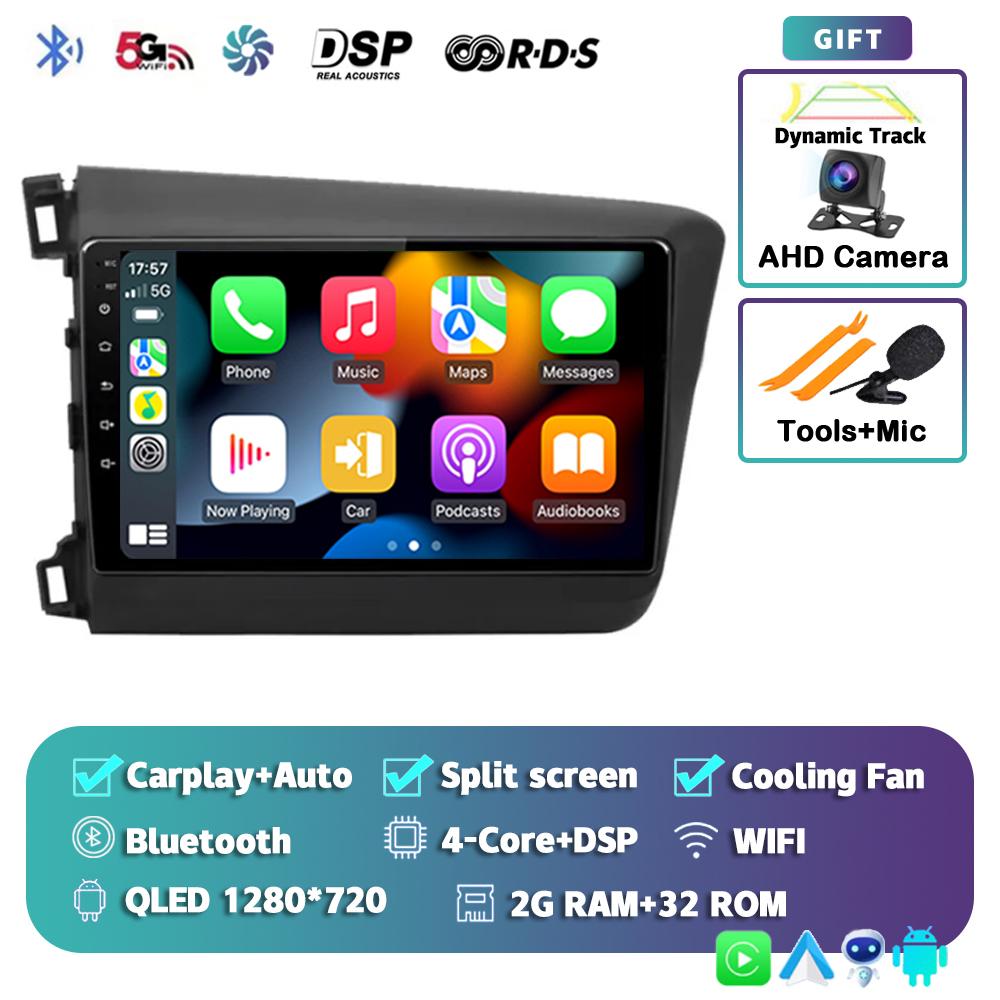 

Android 14 Carplay Auto WIFI+4G Автомагнитола для Honda Civic 2012 2013 2014 2015 Мультимедийный плеер Стерео GPS Головное устройство Без DVD 2Din