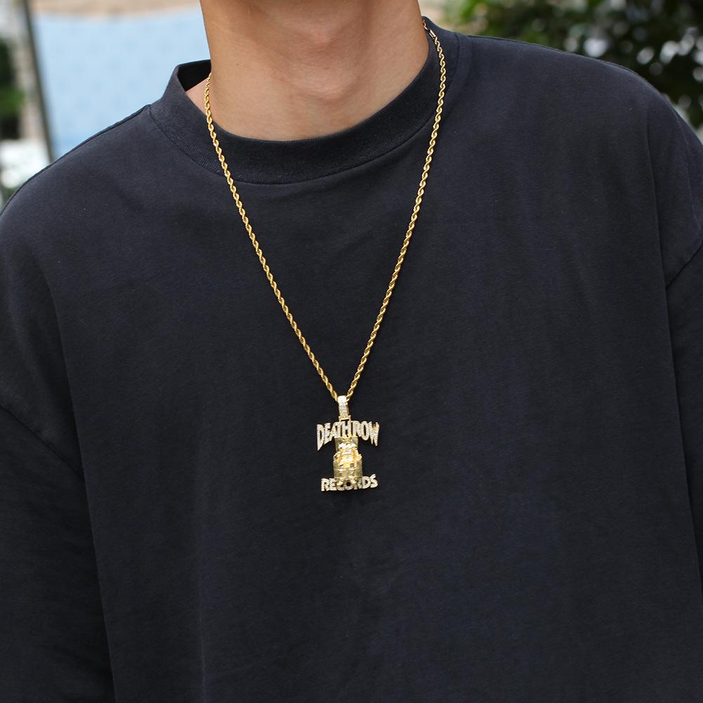 DEATHROW Hip Hop Zirkonový Náhrdelník s Písmenem - Evropské & Americké Trendy Rapové Šperky