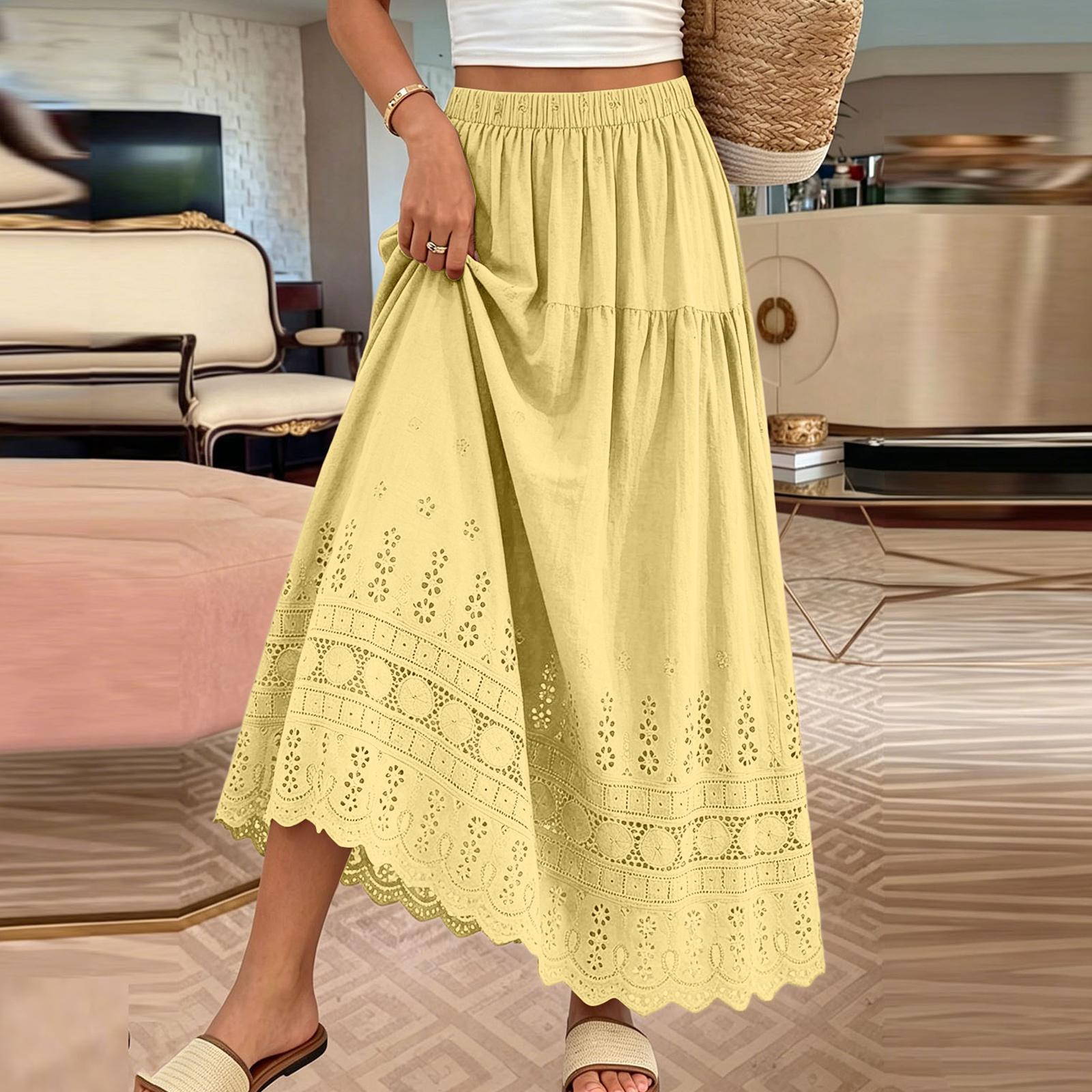 

Women s Casual Cute Stretch High-Waisted -Eye A-Line Maxi Dress One Size жовтий