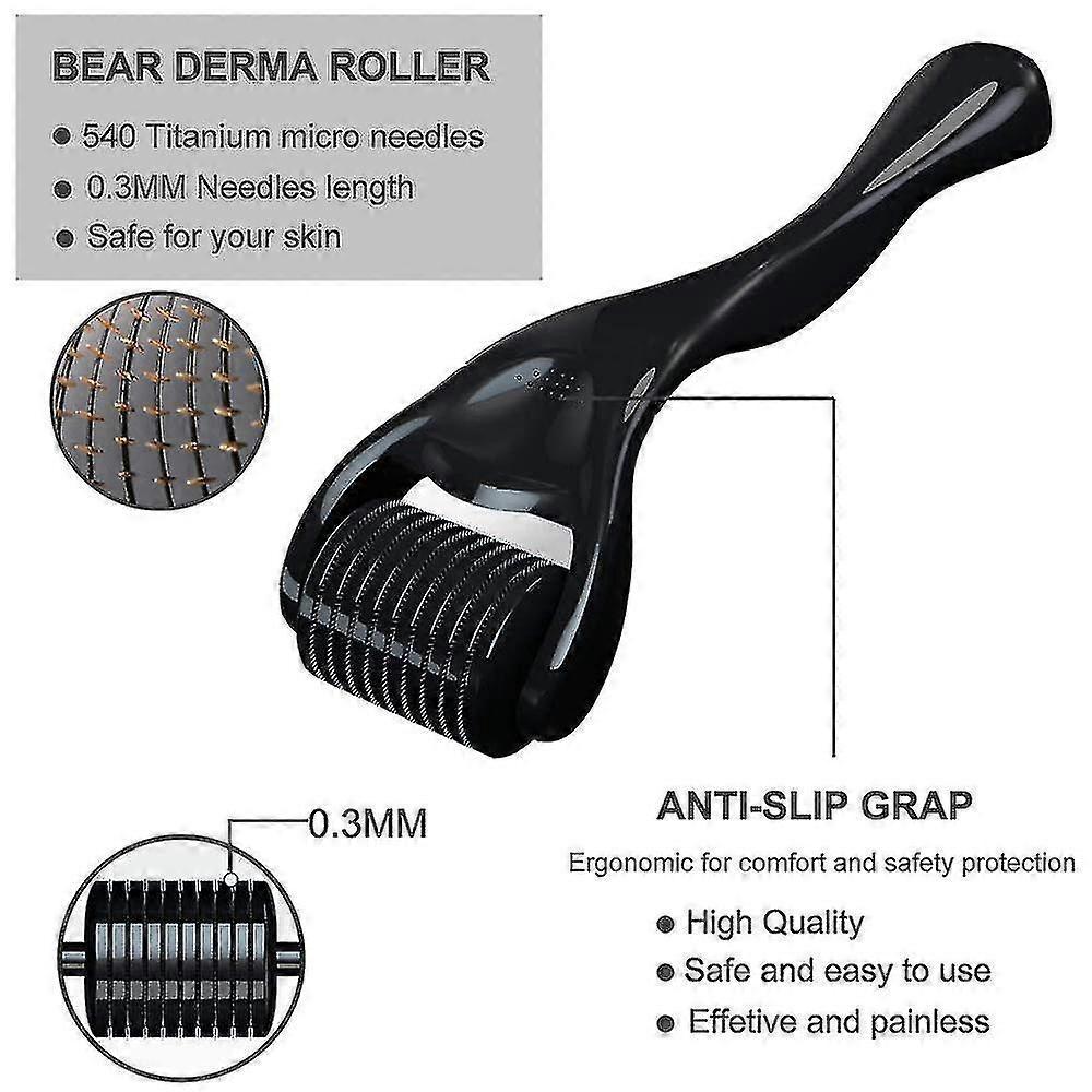 Bartwachstums-Set, Bart-Dermaroller 0,3 mm, Bartöl für Männer Gesichtshaarwachstum Fördert neues und altes Haarwachstum