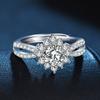 925 Sterling Silver Women's Diamond Ring Full Diamond Four-Prong Ring Style Engagement Gift Jewelry