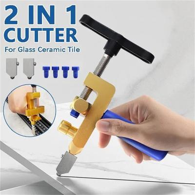 2-in-1 Glass and Ceramic Tile Cutter with Diamond Roller – Precision Opener Tool for Indoor Renovation, Polishing & Waterproofing