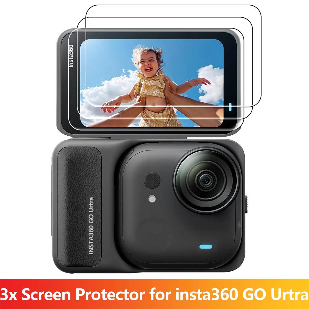 3/10-Pack Tempered Glass Screen Protector for Insta360 GO Ultra Action Camera Lens Cover PET Film Set Full Coverage Anti Scratch