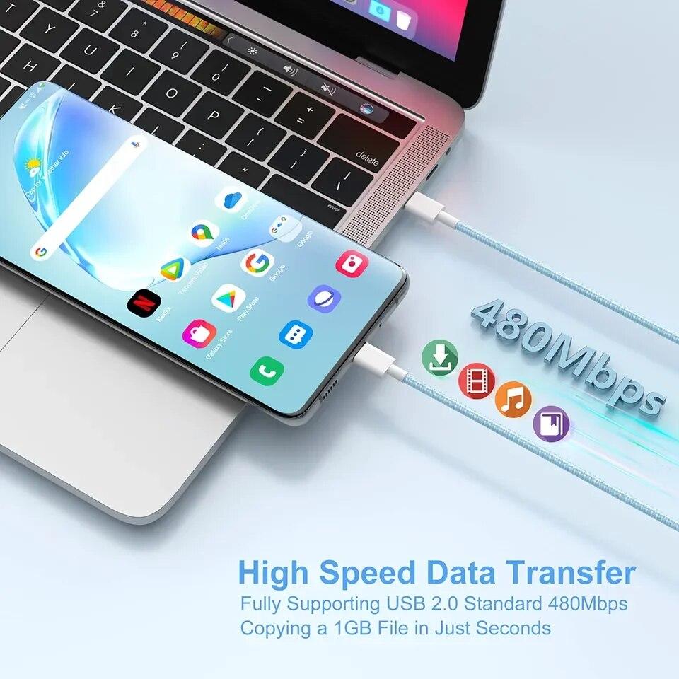 Wcakby Cavo USB C A USB C 60W PD – 2 Pezzi Da 1m, Ricarica Veloce E Sincronizzazione Per IPhone 15, Samsung S23, IPad Pro, MacBook - 2