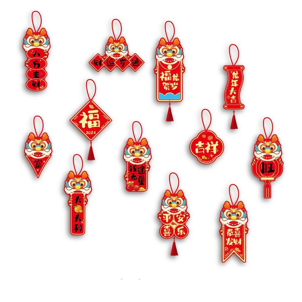 16Pcs Red Potted Plants Bonsai Pendants  Spring Festival