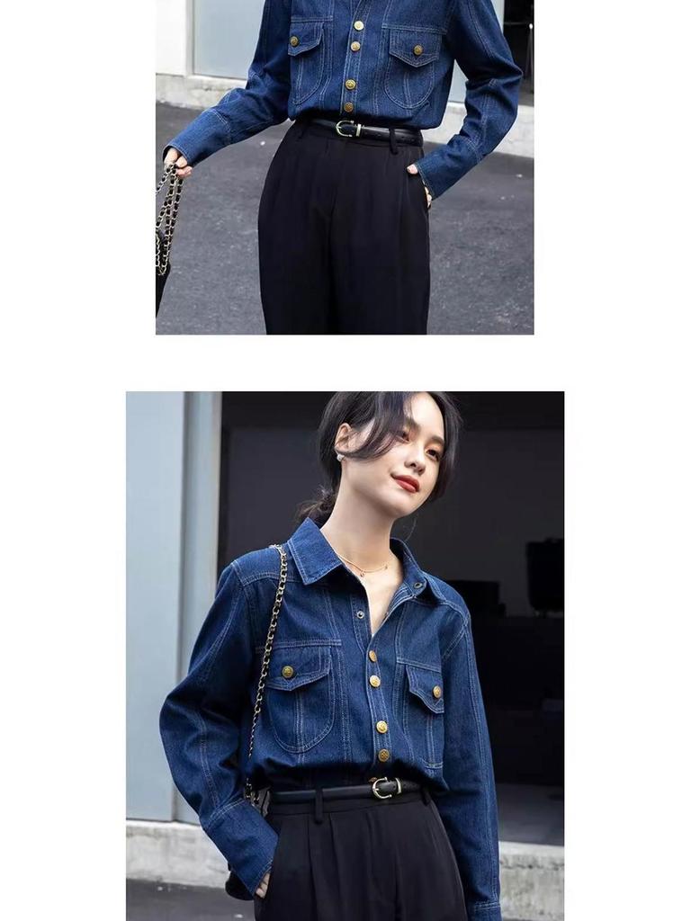 Women's Plus Size Retro Denim Shirt Jacket - Spring/Autumn 2025