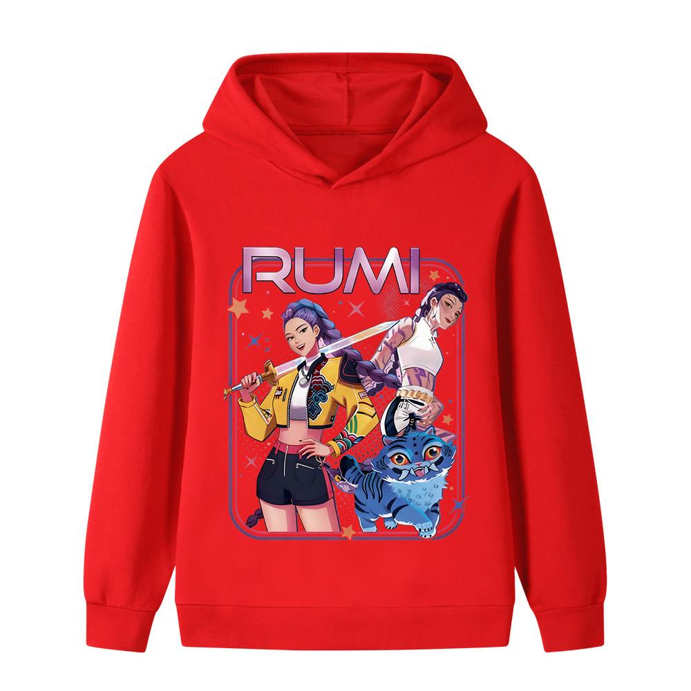 B1249 Kids Boys Girls Kpop Rumi Zoey Mira Print Long Sleeves Hoodie