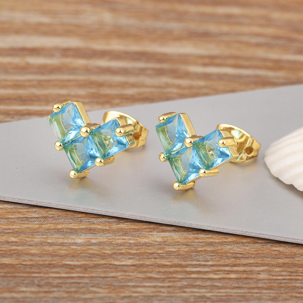 

Nidin Romantic Heart Shape Inlaid Zircon Delicate Stud Earrings For Women Girls Sweet Ear Jewelry Accessories Wedding Gift