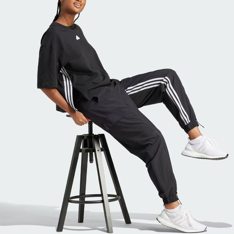 Adidas Dance All-Gender Versatile Woven Cargo Tracksuit Bottoms With Three Stripes And Colorblock Design Women Bottoms Black IN1826