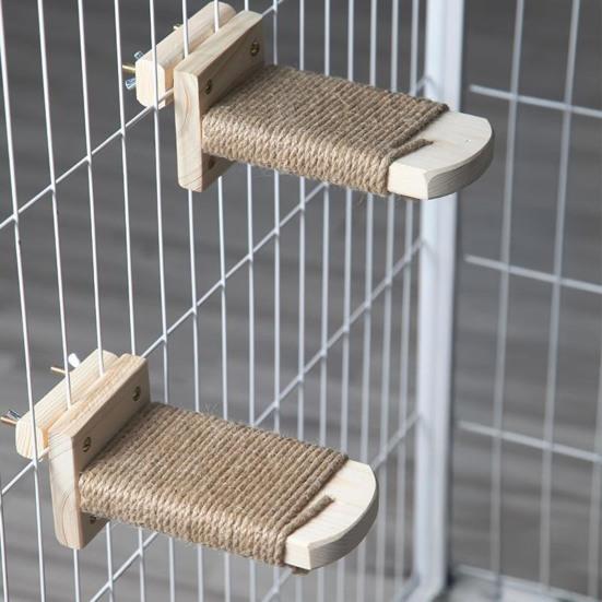 Climbing Steps for Crate Cage Sisal Hemp Covered Pet Scratching Step Cat Perch Furniture Cage Shelf Ladder with Install Screws