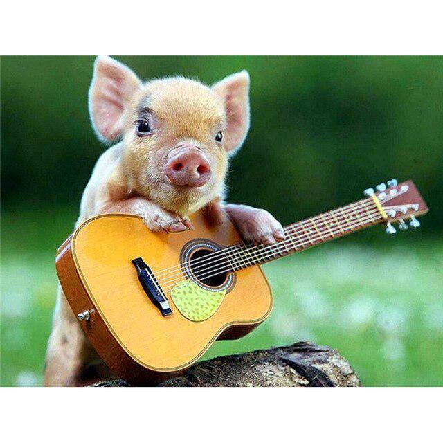 Porc DIY 5D pictura cu diamante cu punct de cruce animal rotund complet rășină diamant broderie kit imagine de strass mozaic walll art