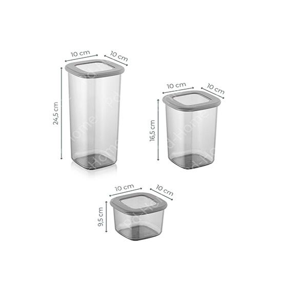 Čtvercový zásobní zásobník Sada 24 ks 8x550 ml 8x1200ml 8x1750 ml Úložný zásobník