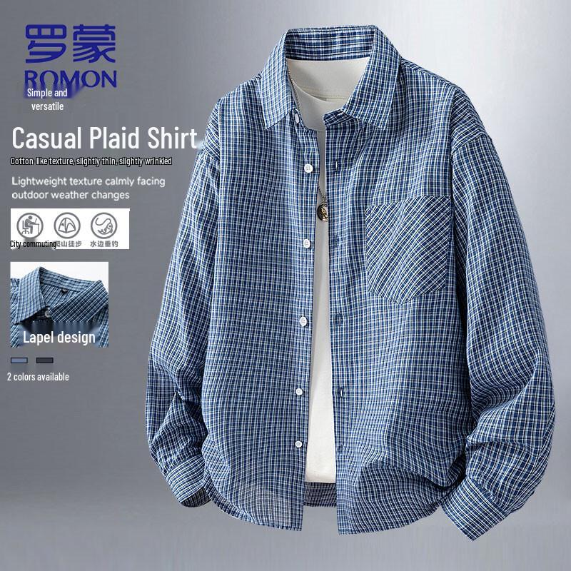 ROMON Men s Long-Sleeve Plaid Shirt XL