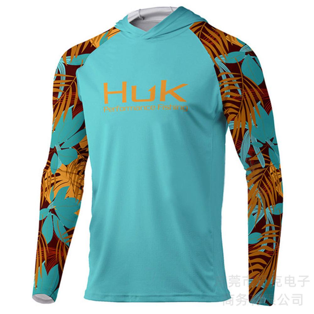 Hooded fishing suit, summer quick-dry long-sleeve men's T-shirt, outdoor sportswear, sun-protection shirt, lure fishing suit, breathable