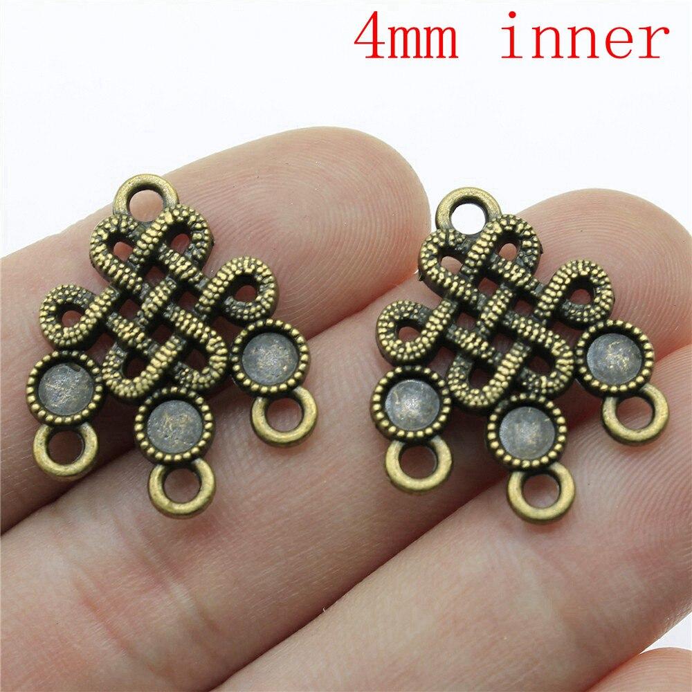 Pendants For Crafts Brand: WYISYWG Antique Bronze Color Chinese Lucky Knot Earring Connector 26x21mm 4Pieces
