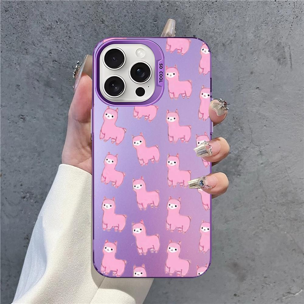 Alpaca Animals Cartoon Colorful Phone Case For IPhone 16 15 14 13 12 11 Pro Max X XR XSMAX Plus Matte Shockproof Back Cover