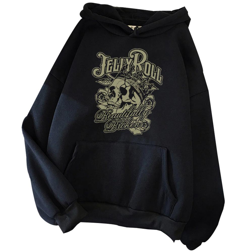 Jelly Roll Hoodie Beautifully Broken Album Jelly Roll Merch Unisex Harajuku Pullover Tops Hoodie 3XL