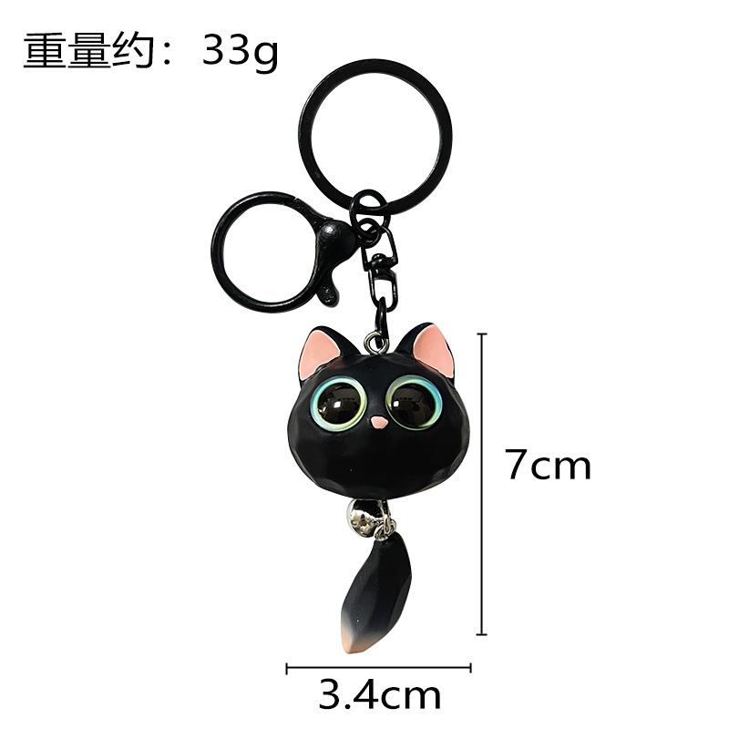 New Cute 3D Big Eyed Cat With Cat Head Keychains For Women Bag Pendant Car Key Chains Jewelry Gift Decoration Accessories Bag Charm