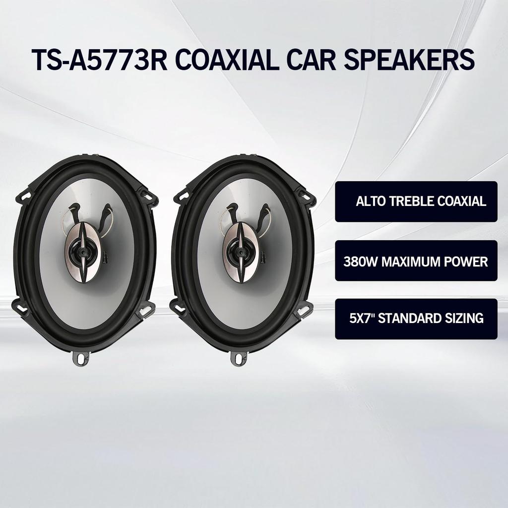 Car Speakers, 2 Coaxial Car Speakers, 5x7 Inch 380W 4 Ohm Coaxial Car Speakers, Alto-Treble Car Speaker Replacement for Car Sound System