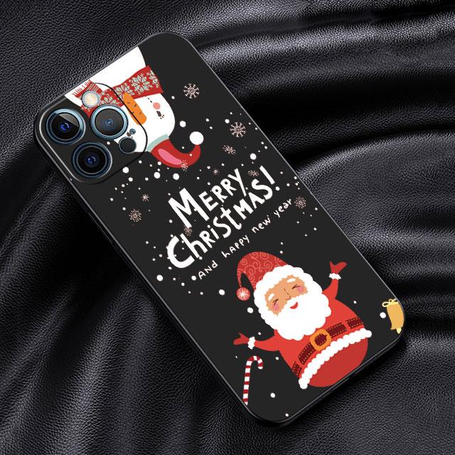 Case For Apple iPhone 14 13 11 12 Pro 7 XR X XS Max 8 Plus 6 6S SE 2022 13Pro Black Soft Phone Funda Christmas Doll Deer