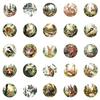 50 Round Vintage Style Watercolor Animal Graffiti Stickers Tiger Fox Rabbit Non-Repeating Stickers