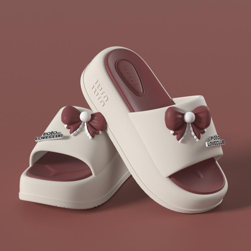 

Шлепанцы на толстой подошве с бантом, увеличивающие рост, летние, модные и универсальные, дышащие и прохладные шлепанцы 39-40 красный