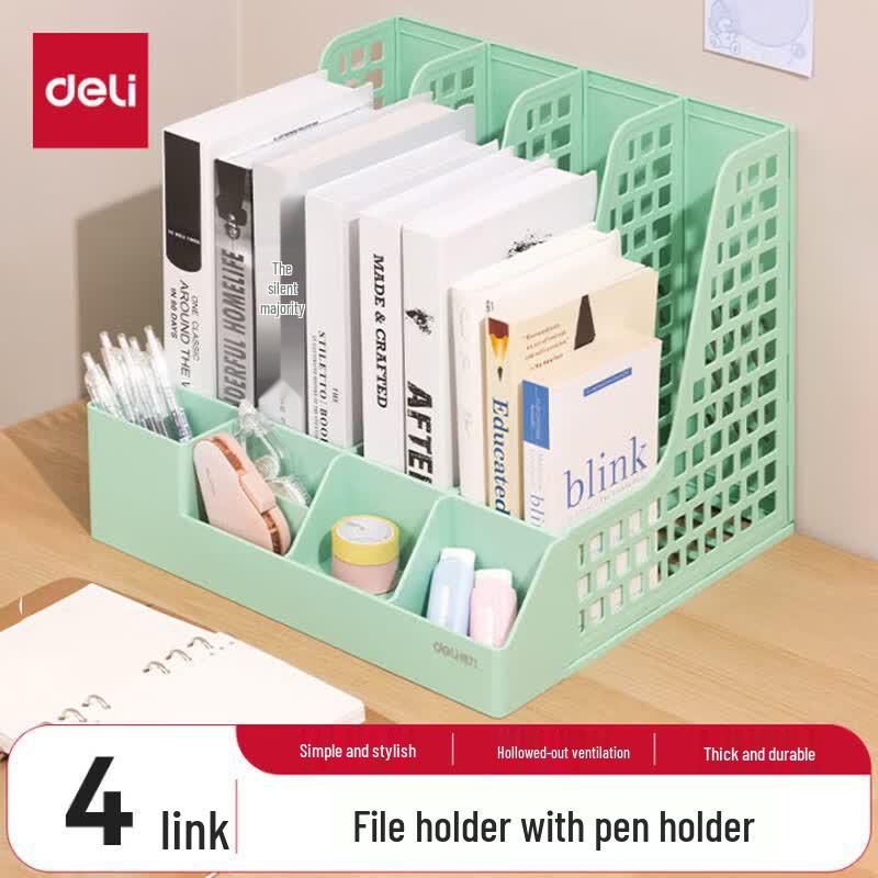 Deli A4 Desktop File Holder with Pen Holder