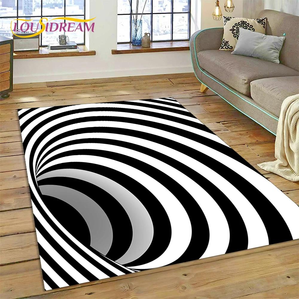 3D-Vortex-Teppich mit visuellen Illusionen für Wohnzimmer, Schlafzimmer, Heimdekoration, Bodenmatte, rutschfeste Dekoration für Sofa, Küche, Fußmatte