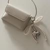 Fashionable Butterfly Ribbon Keychain Heart Pendant Imitation Pearls Key Chain