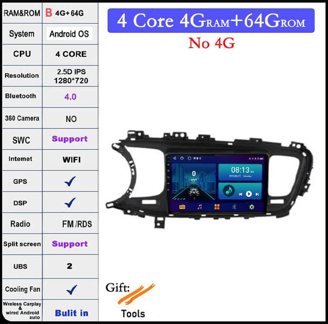 9 lnch For Kia K5 Optima 3 2011-2015 Car Radio Video 4G+wifi Multimedia Navigation GPS Stereo Android Auto Touch Screen
