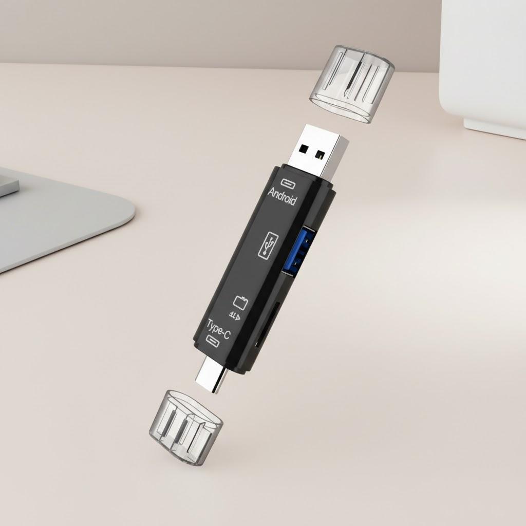 USB Type C Micro USB OTG Card Reader 5in1 Multi Function Portable Adapter Expand Storage for Memory Cards