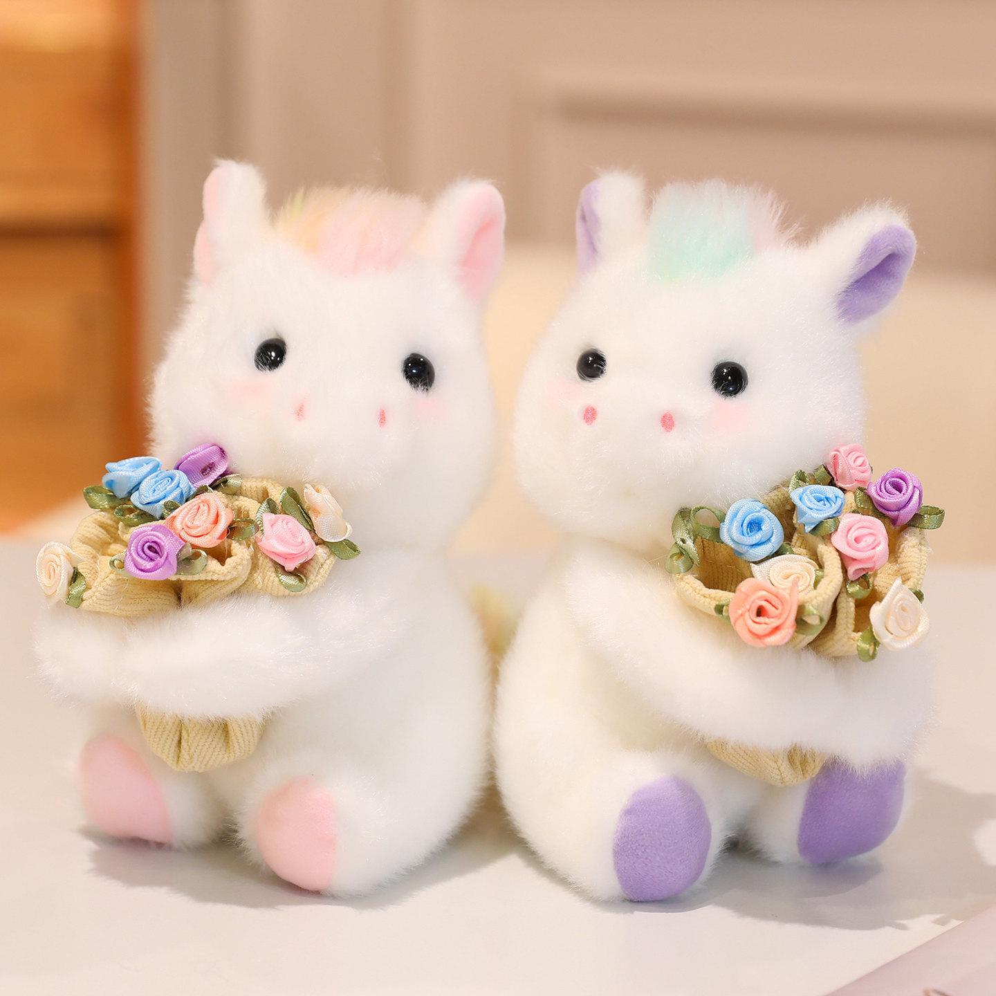 Qixi Rose Snot Bear Doll - Teddy Bear Plush Toy, Rabbit Figure Gift for Girlfriend, Holiday Present 15cm 80g Single