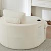 Extra Large, Round Lounge Sofa, Frameless Armchair (with Footstool), with Storage Compartment and Cup Holder, Double-Layer Upholstery Design