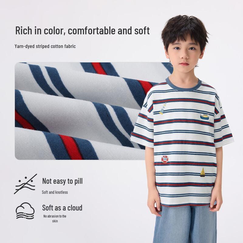 Xiaoyinman Boys' Ocean Style Striped Short Sleeve T-Shirt