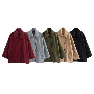 Women's Clothing, French Niche Woolen Coat Fashion Lapel Short Long-sleeved Cape Jacket