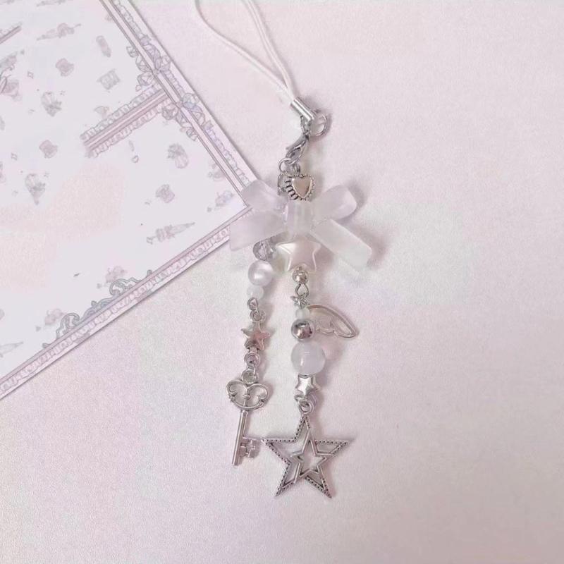 Sweet Phone Chain Strap Lanyard Bowknot Butterfly Pendant Phone Charm Hanging Decoration Cute Phone Accessories