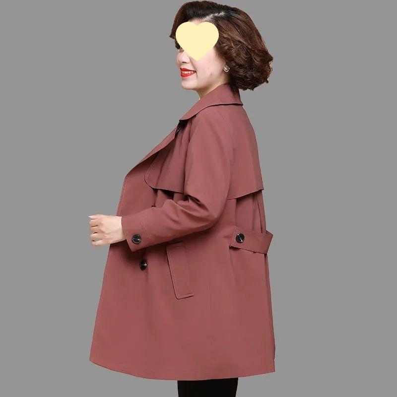 

Caramel Spandex Mid-Length Trench Coat for Women - Age-Reducing Autumn Style for Middle-Aged and Elderly L (up to 108 jin)