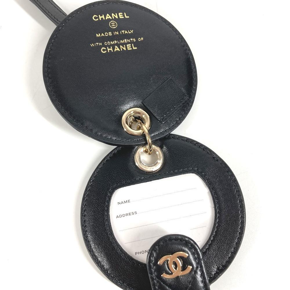 CHANEL Round name tag Logo CC Matelasse Quilted Charm Bag Charm Key Holder