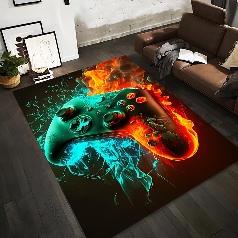 

Gaming Controller Themed Carpet with Fiery and Electric Design Suitable for use as an anti-slip for living room bedroom sofas 40x60cm( 15x23in )
