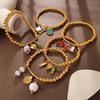 European and American Cross-border Sweet Wind DIY Ceramic Pearl Pendant Gold Round Bead Bracelet Plated 18K Gold Jewelry