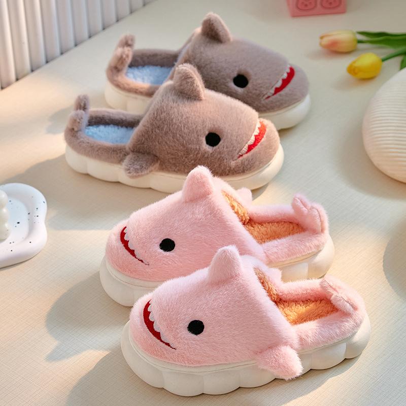 New cute shark cotton slippers home shoes cartoon fashion comfortable thick sole cute parent-child cotton shoes