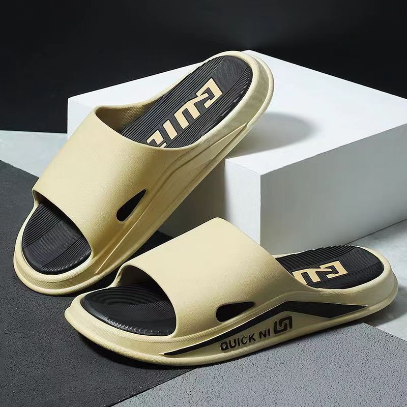 New slippers men's summer thick-soled outer wear sports wear-resistant indoor home non-slip one-word drag cool slippers