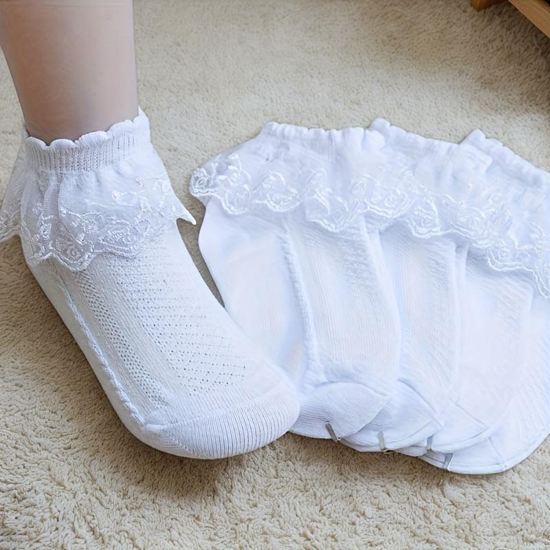 5 Paires de Chaussettes pour Filles Dentelle Volant Respirantes et Confortables Danse Princesse Chaussettes